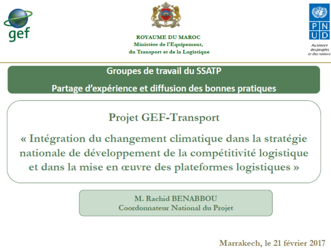 Projet GEF-Transport " Intégration du  CC dans la stratégie nationale de développement de la compétitivité logistique