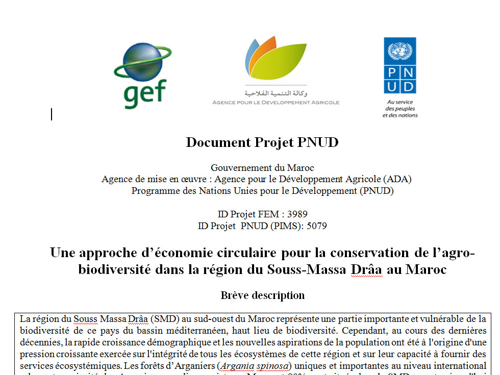 Economie Circulaire pour la Conservation de l’Agro-biodiversité dans la Région du Souss Massa